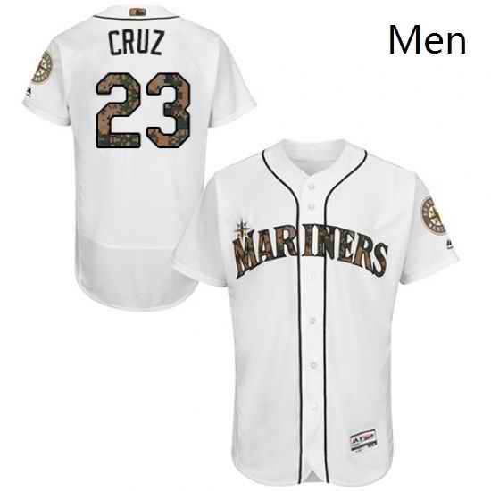 Mens Majestic Seattle Mariners 23 Nelson Cruz Authentic White 2016 Memorial Day Fashion Flex Base MLB Jersey